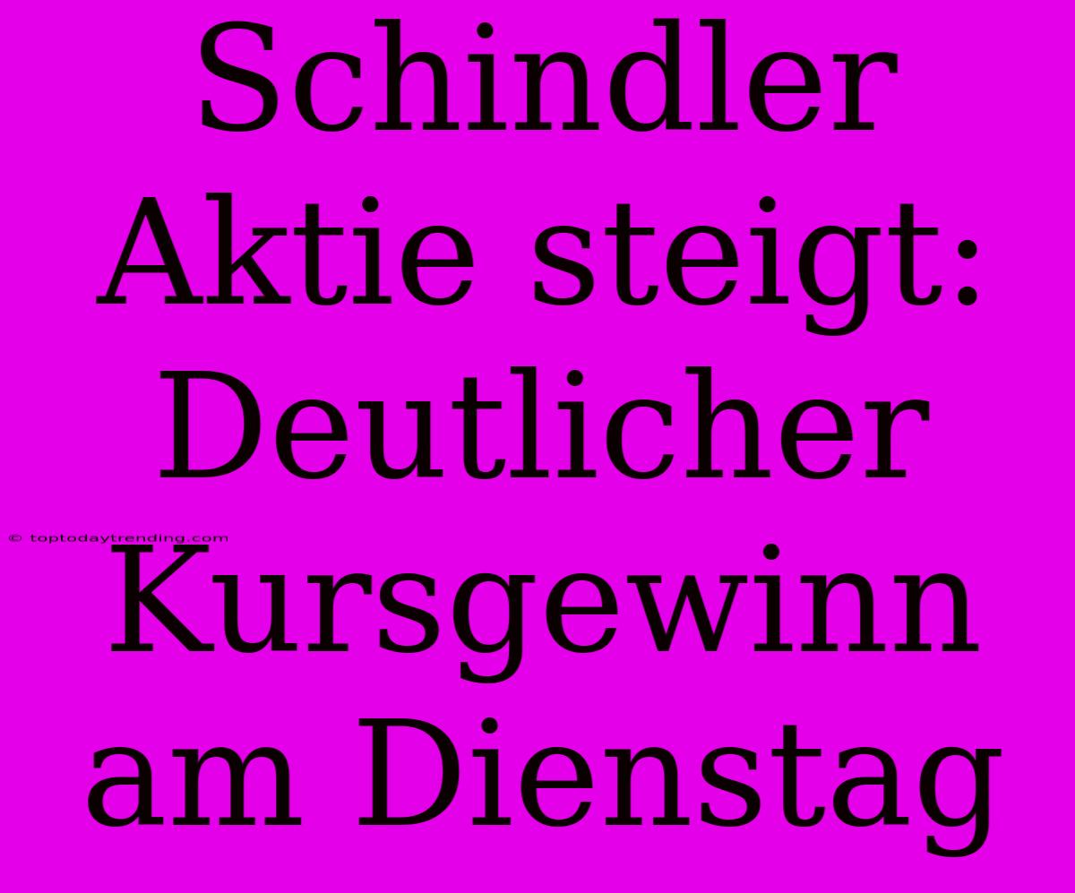 Schindler Aktie Steigt: Deutlicher Kursgewinn Am Dienstag