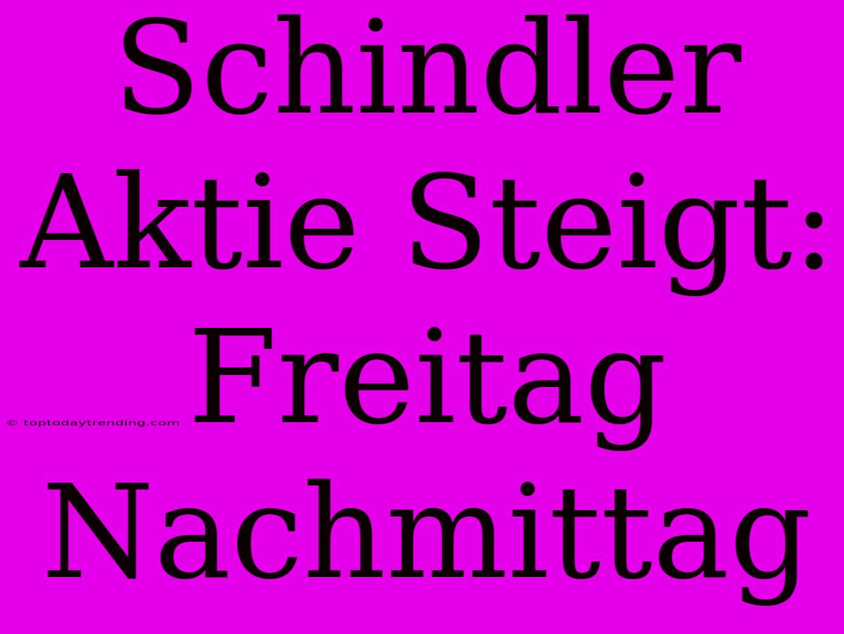 Schindler Aktie Steigt: Freitag Nachmittag