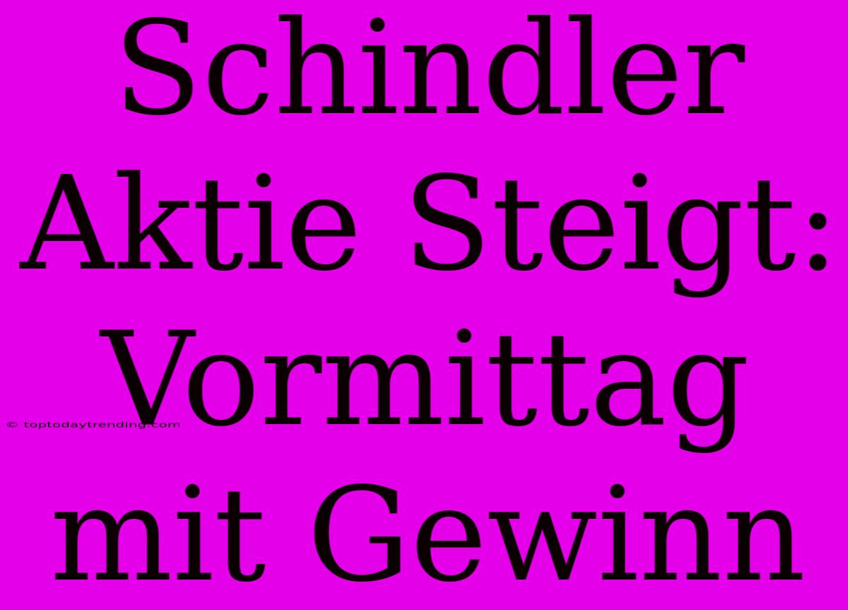 Schindler Aktie Steigt: Vormittag Mit Gewinn