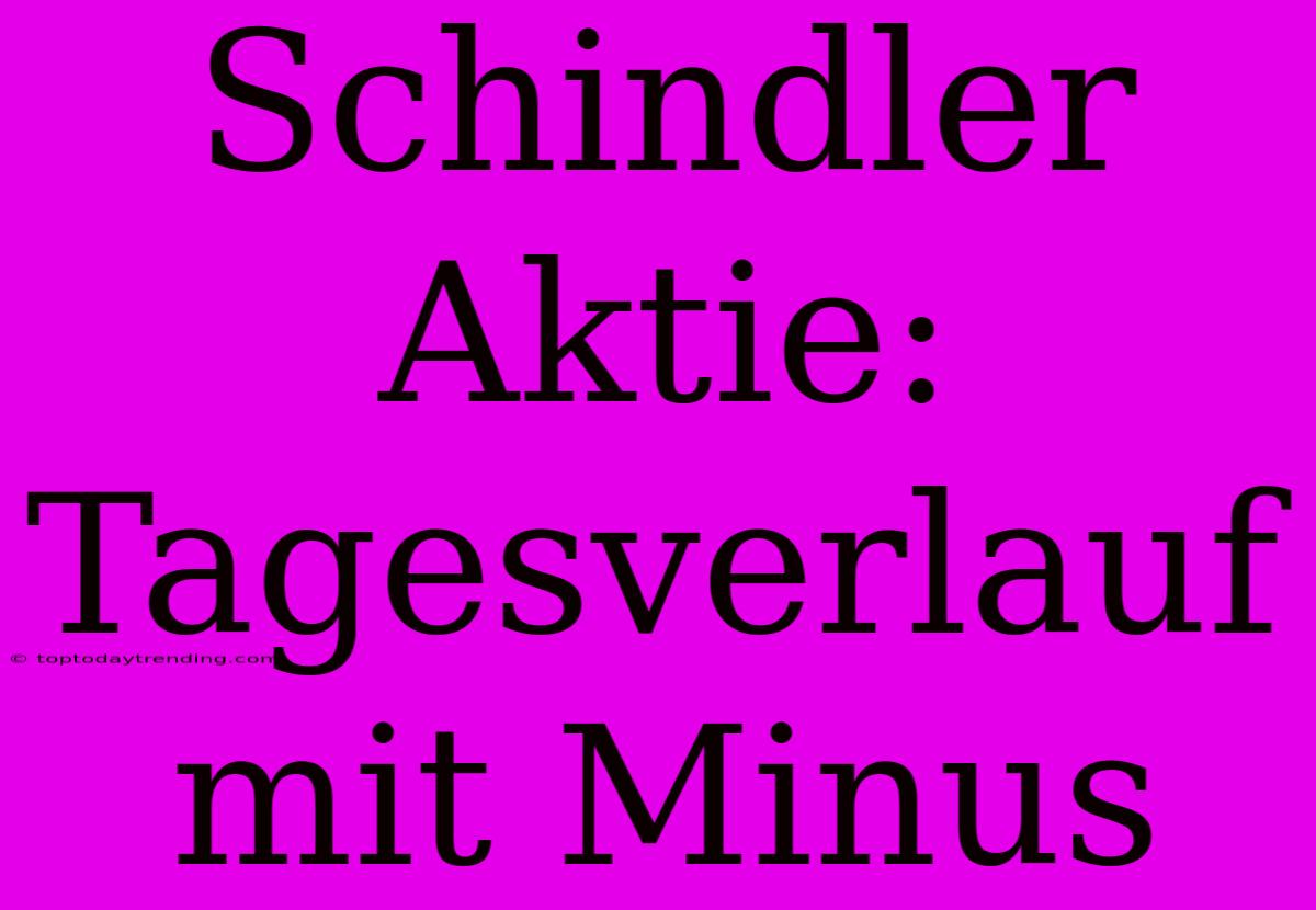 Schindler Aktie: Tagesverlauf Mit Minus