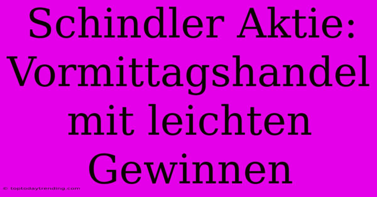 Schindler Aktie: Vormittagshandel Mit Leichten Gewinnen