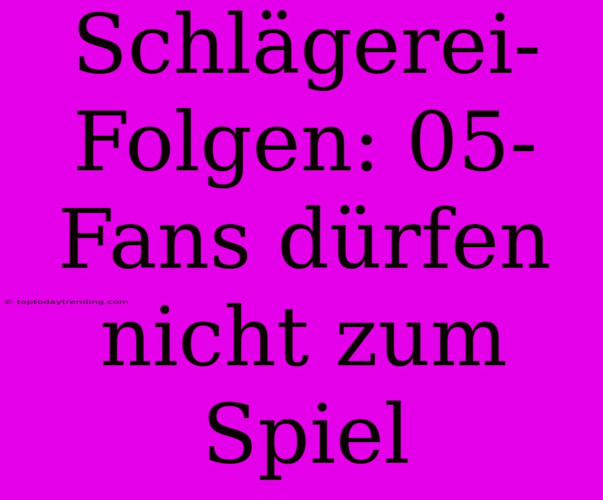 Schlägerei-Folgen: 05-Fans Dürfen Nicht Zum Spiel