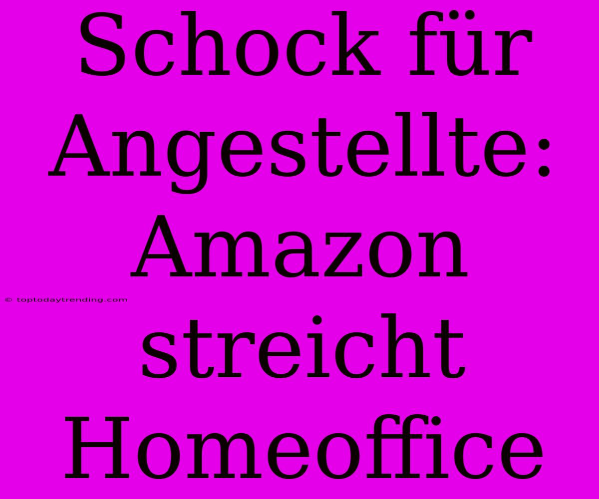 Schock Für Angestellte: Amazon Streicht Homeoffice