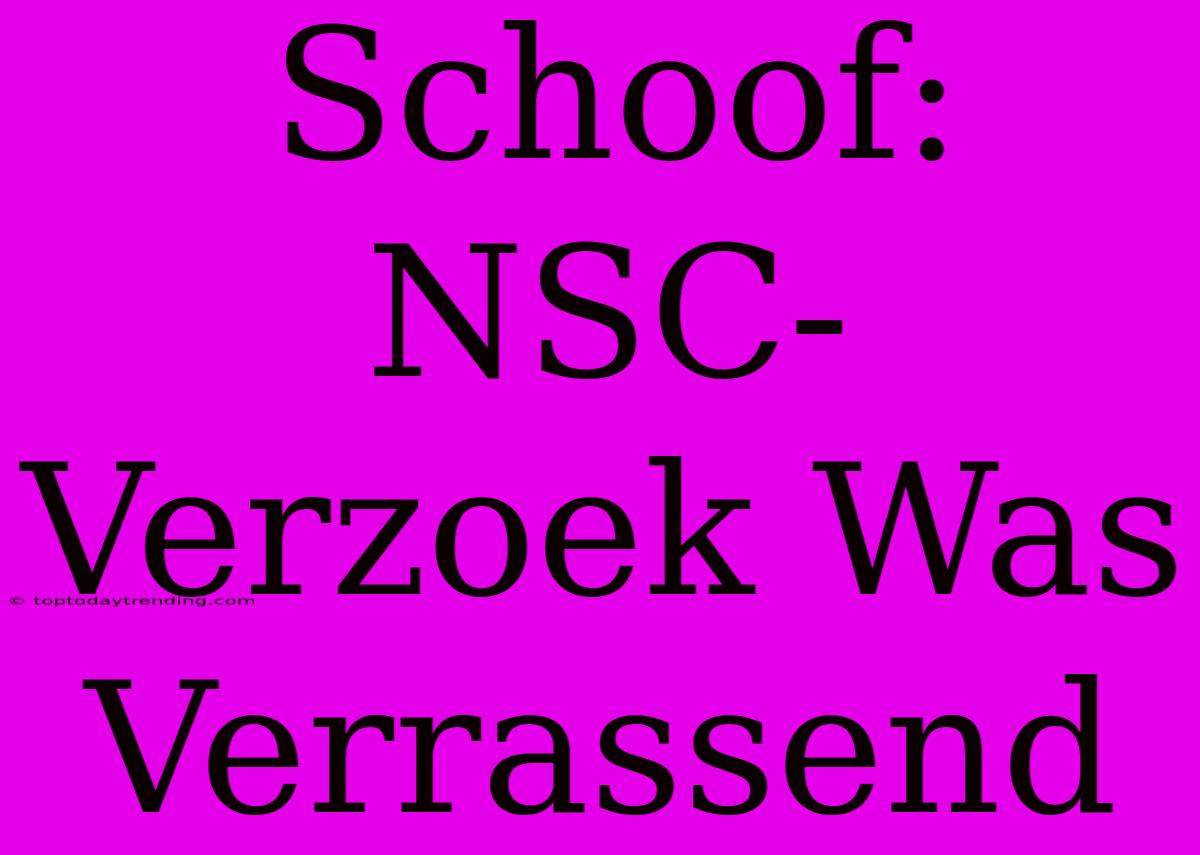 Schoof: NSC-Verzoek Was Verrassend