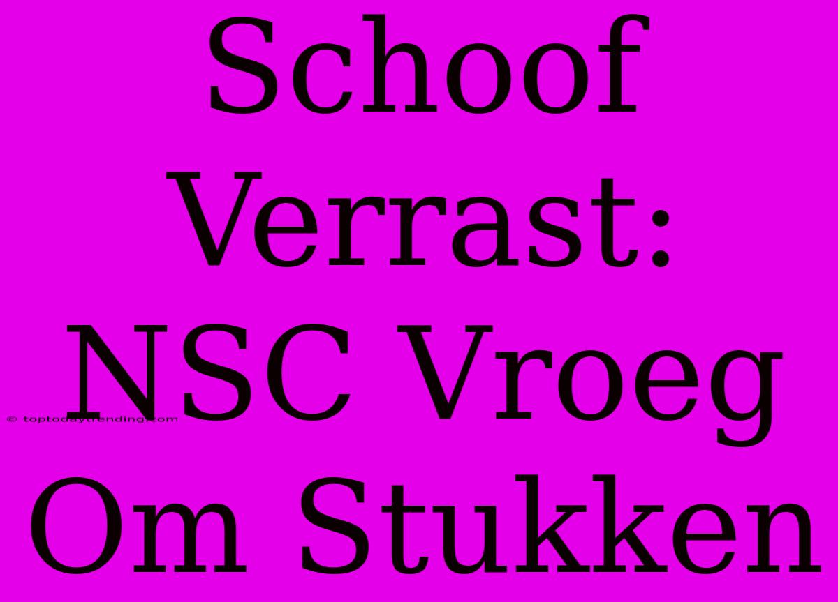 Schoof Verrast: NSC Vroeg Om Stukken