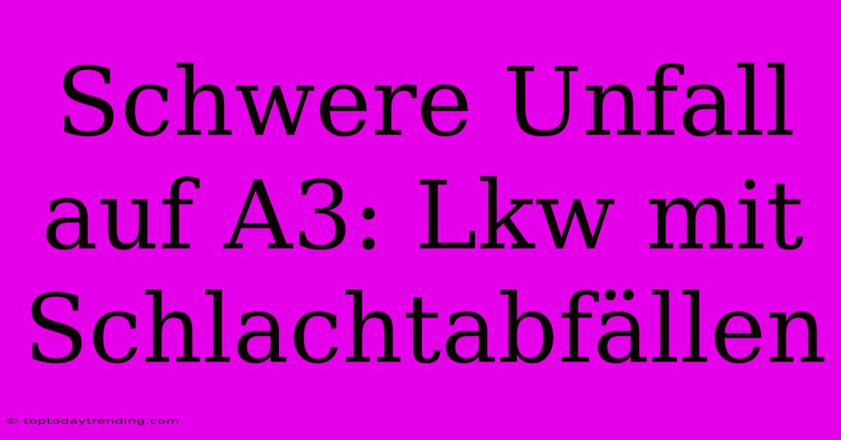 Schwere Unfall Auf A3: Lkw Mit Schlachtabfällen