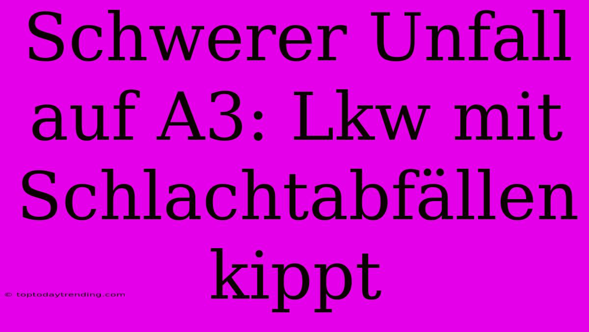 Schwerer Unfall Auf A3: Lkw Mit Schlachtabfällen Kippt