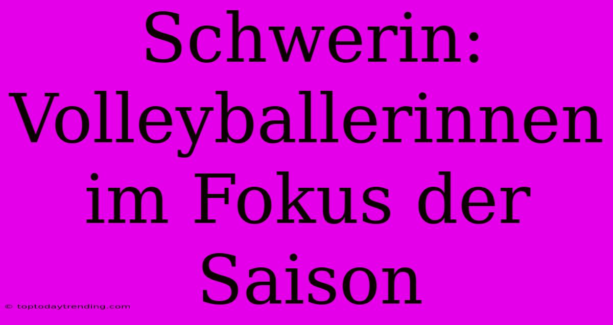 Schwerin: Volleyballerinnen Im Fokus Der Saison