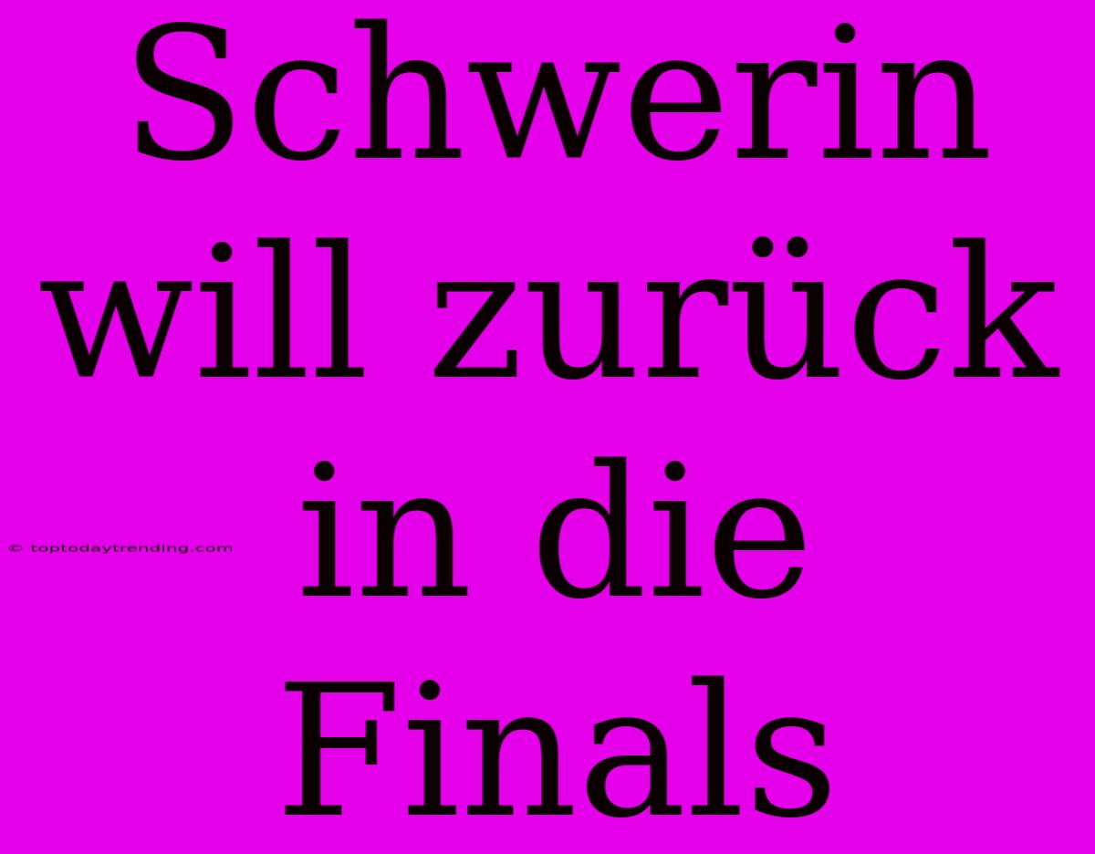 Schwerin Will Zurück In Die Finals