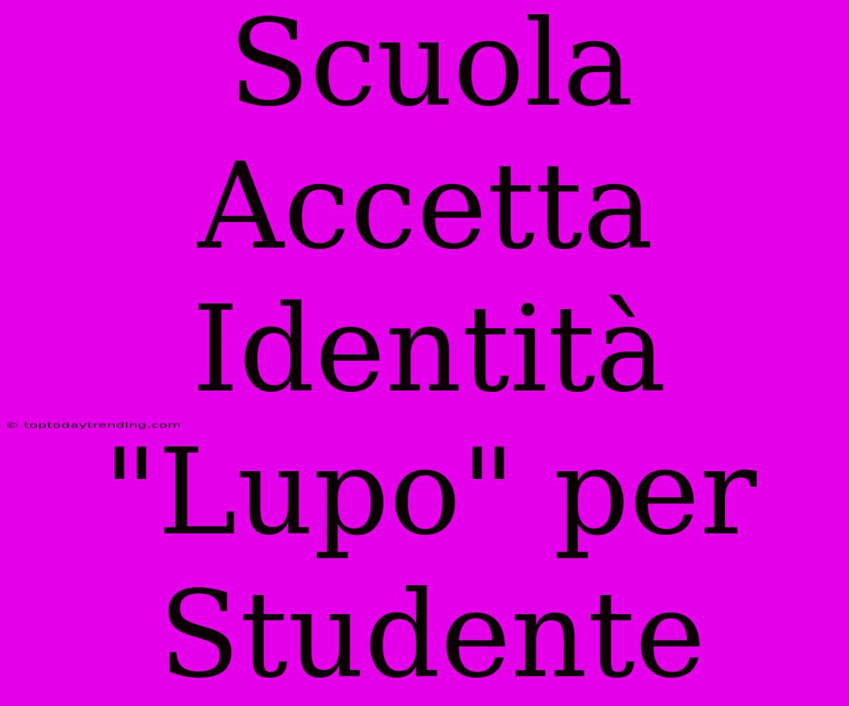 Scuola Accetta Identità 