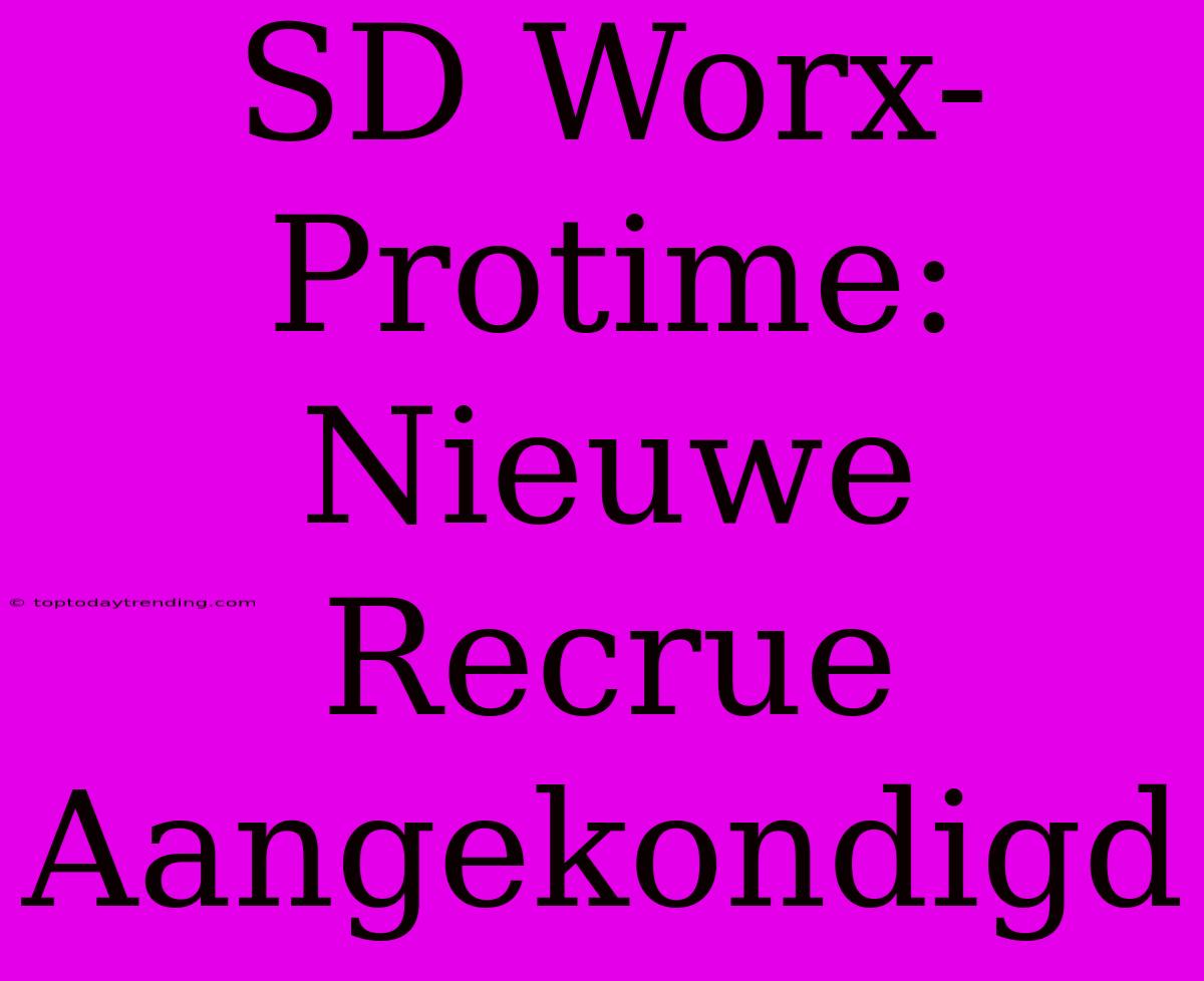 SD Worx-Protime: Nieuwe Recrue Aangekondigd