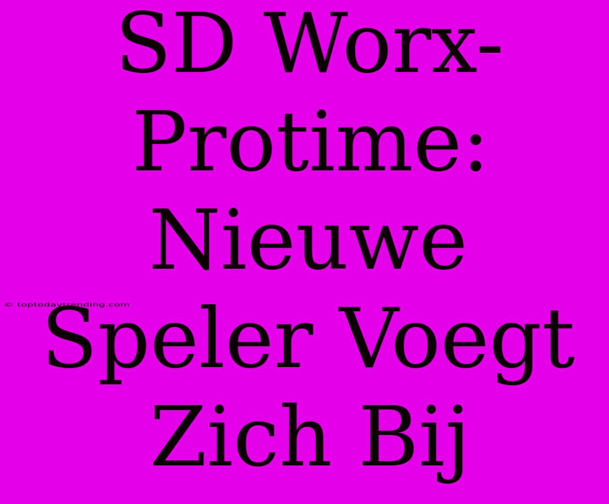 SD Worx-Protime: Nieuwe Speler Voegt Zich Bij