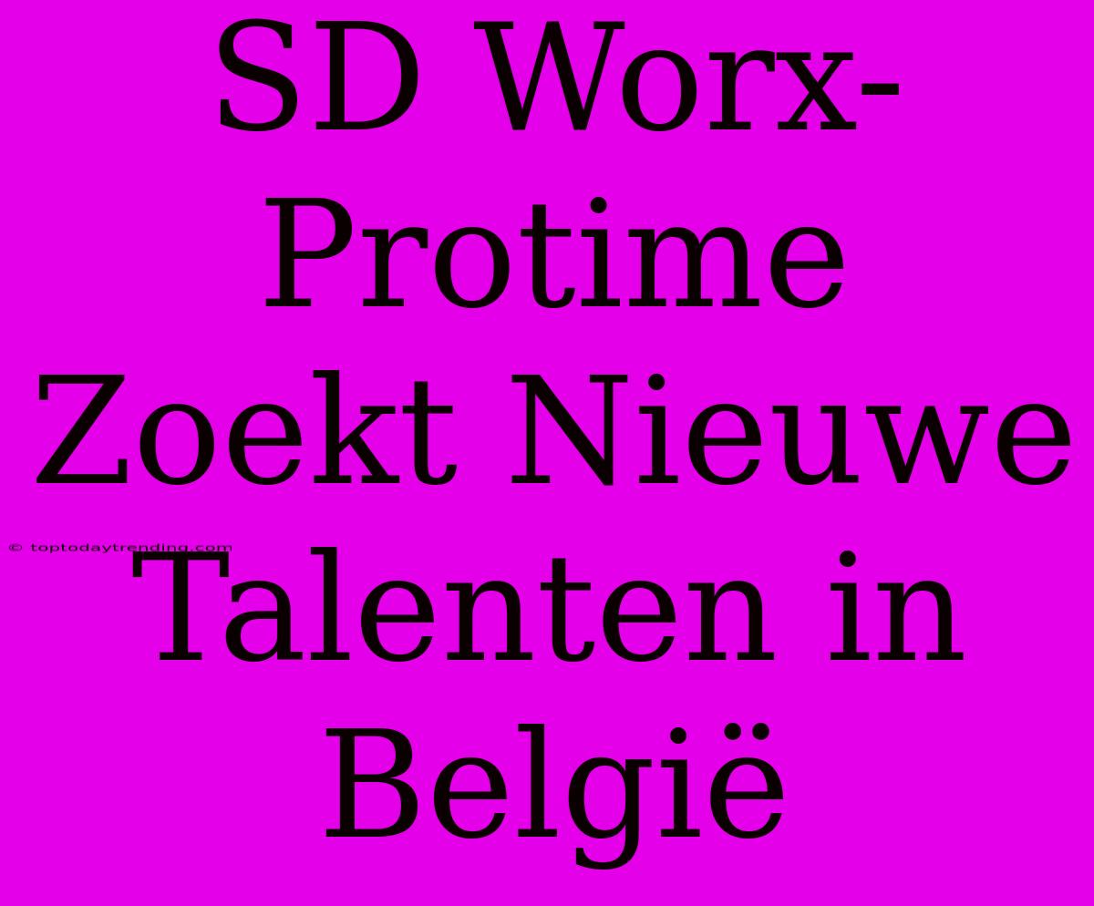 SD Worx-Protime Zoekt Nieuwe Talenten In België