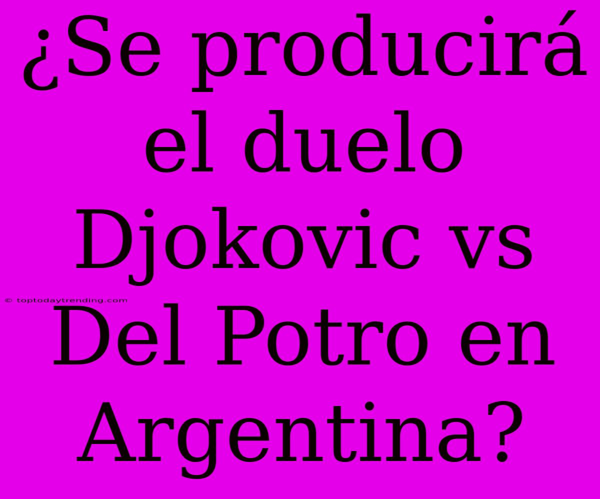 ¿Se Producirá El Duelo Djokovic Vs Del Potro En Argentina?