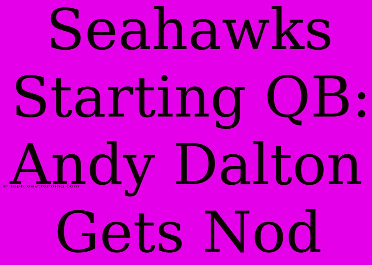 Seahawks Starting QB: Andy Dalton Gets Nod