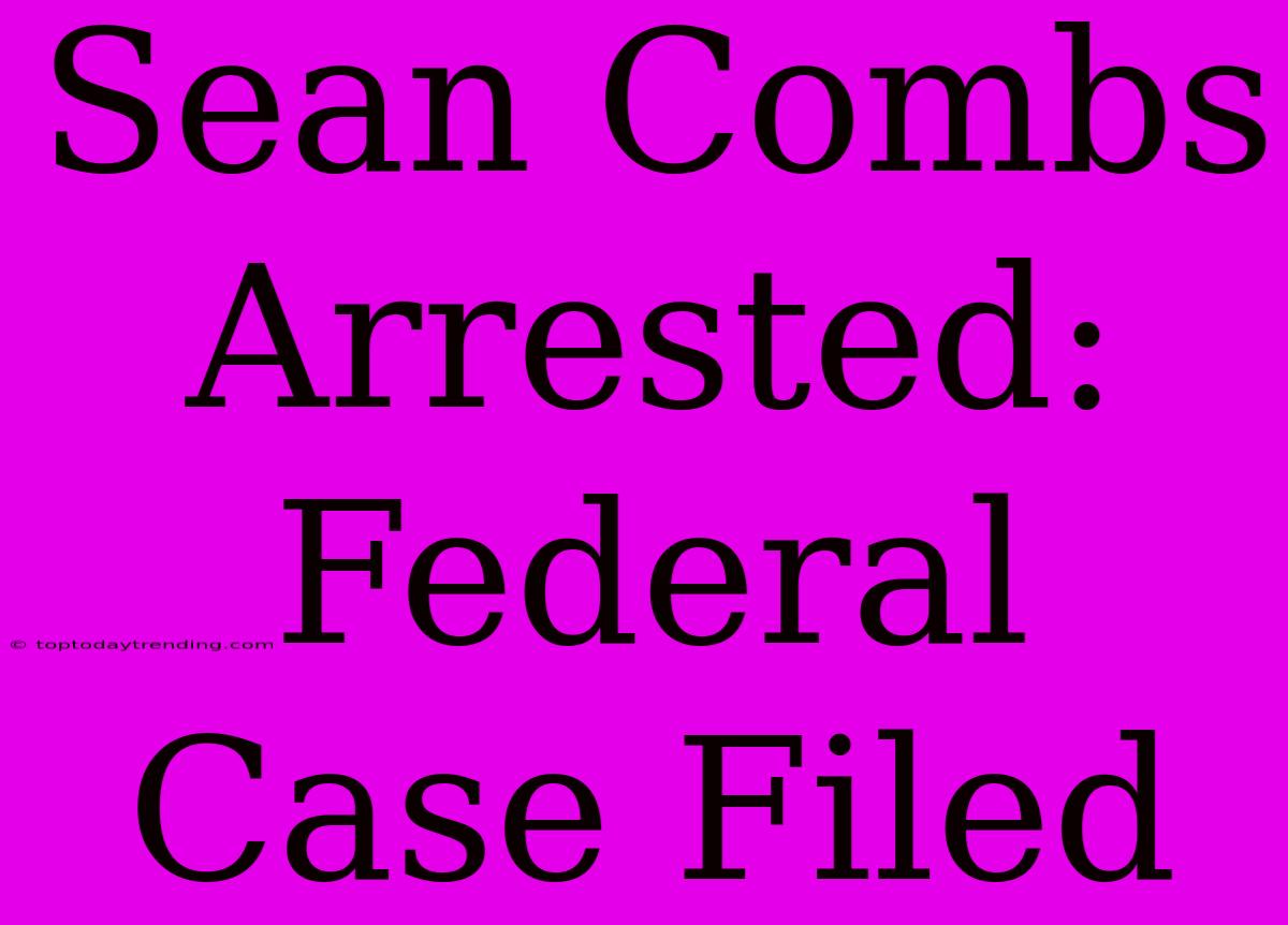 Sean Combs Arrested: Federal Case Filed