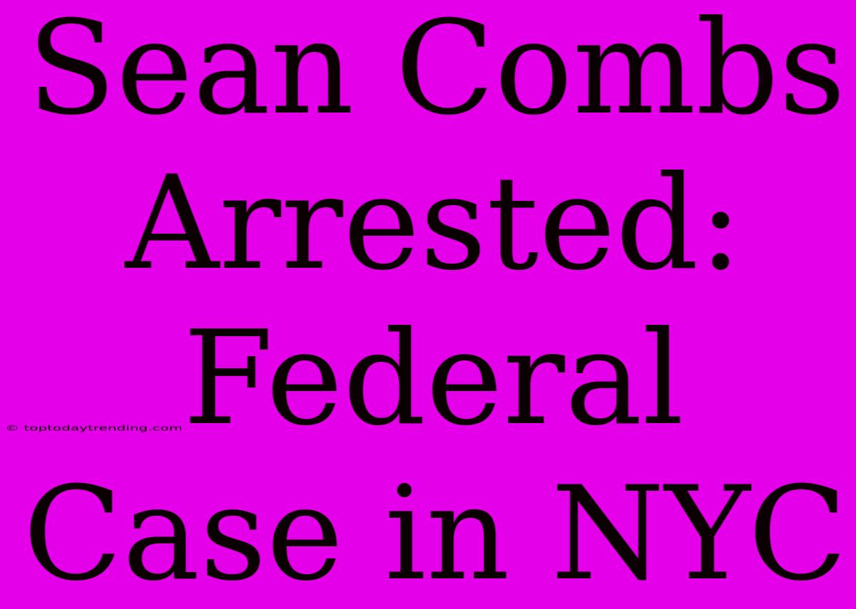 Sean Combs Arrested: Federal Case In NYC