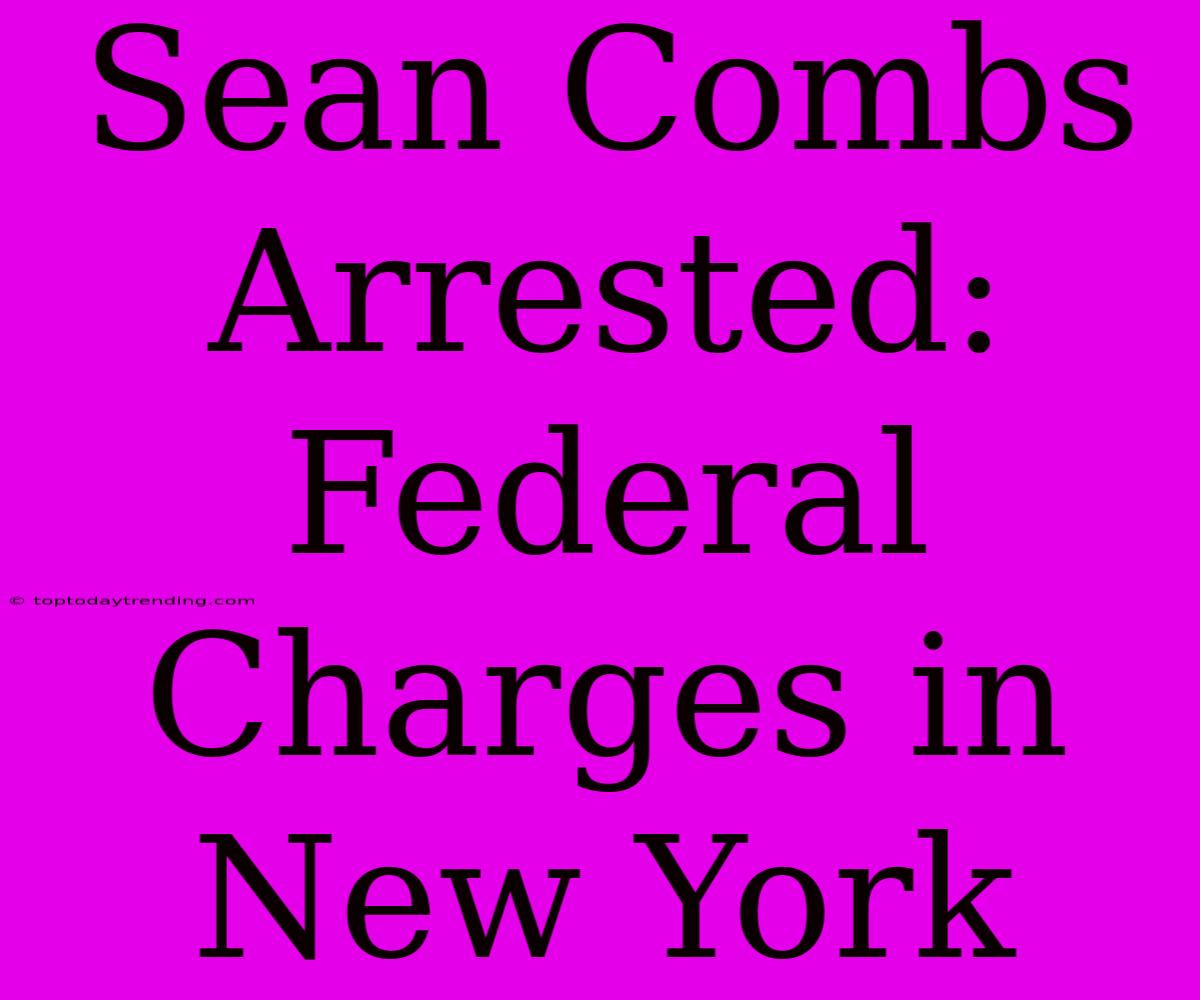 Sean Combs Arrested: Federal Charges In New York