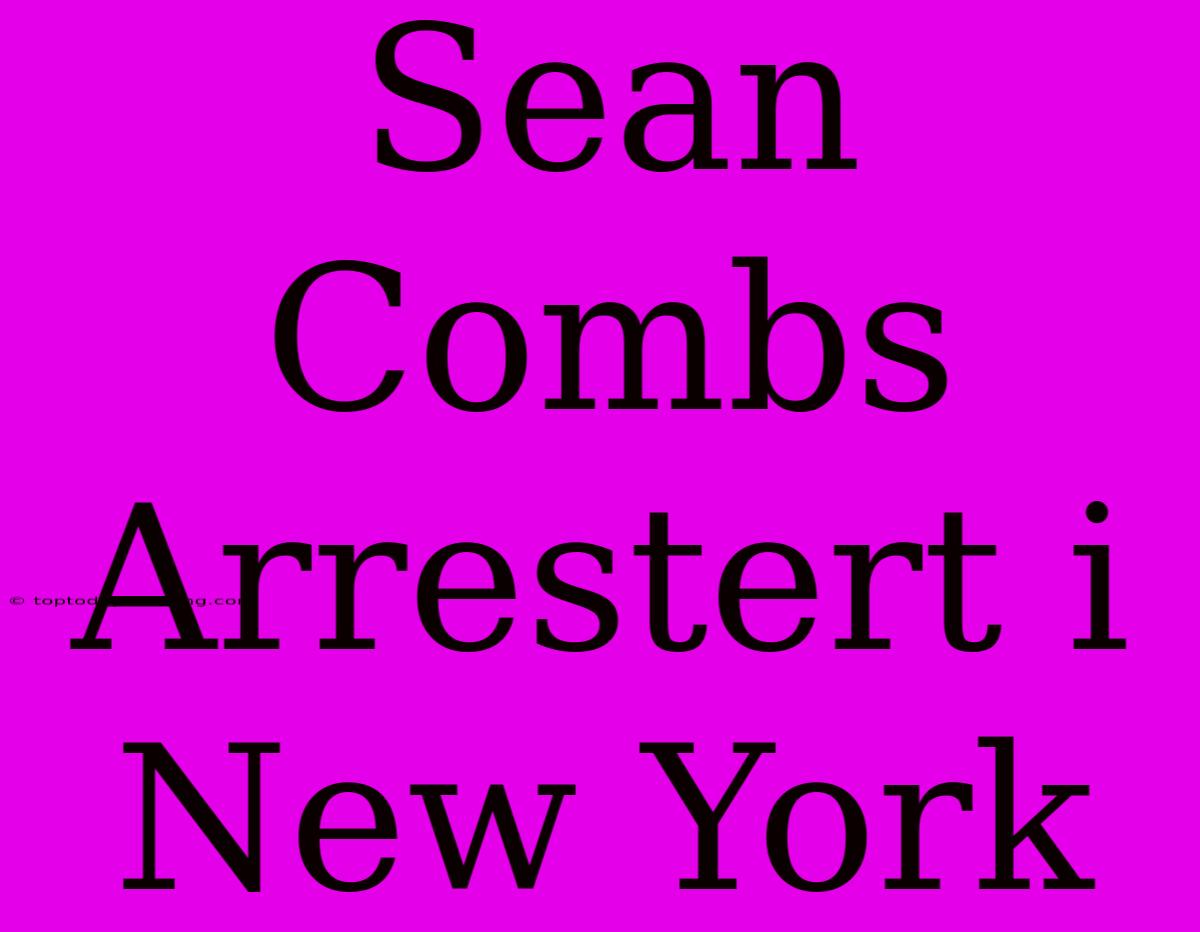 Sean Combs Arrestert I New York