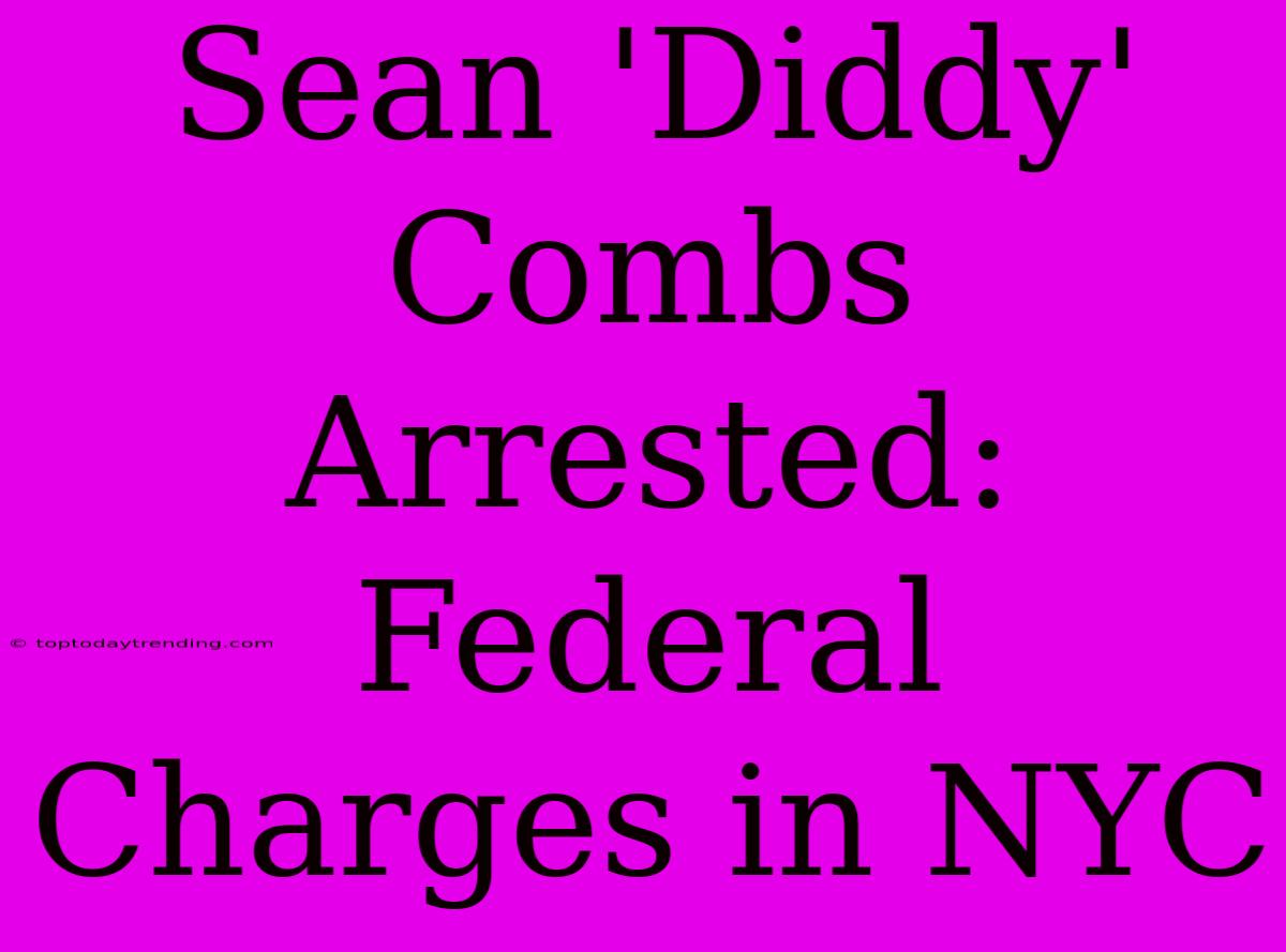 Sean 'Diddy' Combs Arrested: Federal Charges In NYC