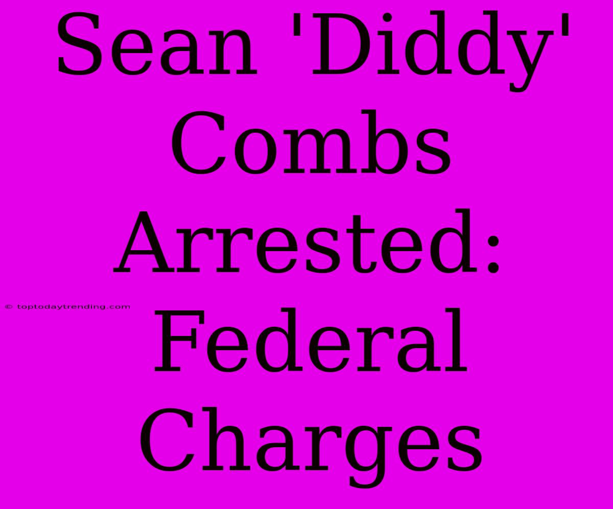 Sean 'Diddy' Combs Arrested: Federal Charges