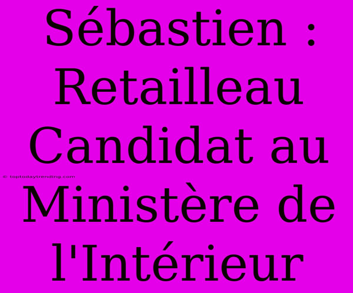 Sébastien : Retailleau Candidat Au Ministère De L'Intérieur