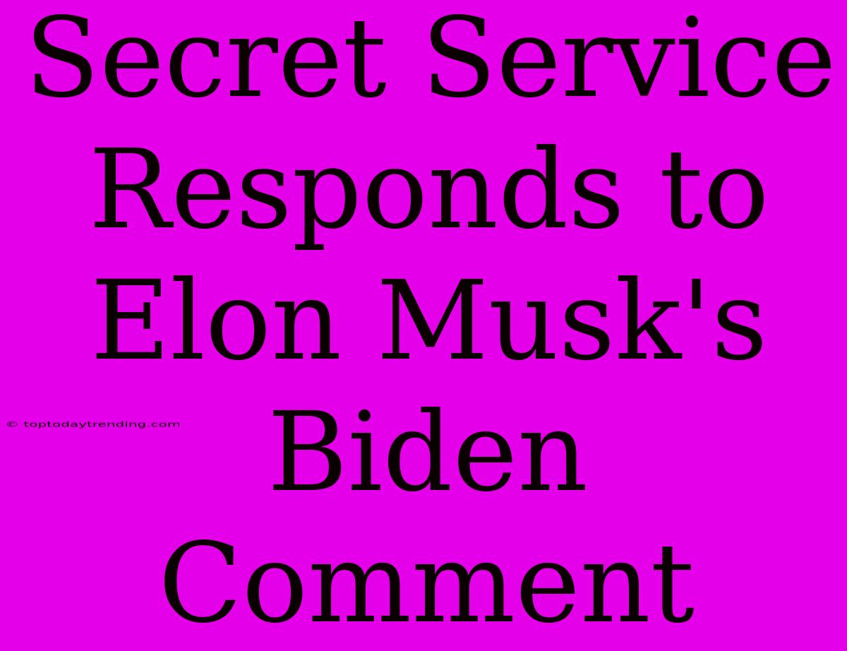 Secret Service Responds To Elon Musk's Biden Comment