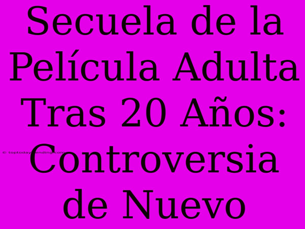 Secuela De La Película Adulta Tras 20 Años: Controversia De Nuevo