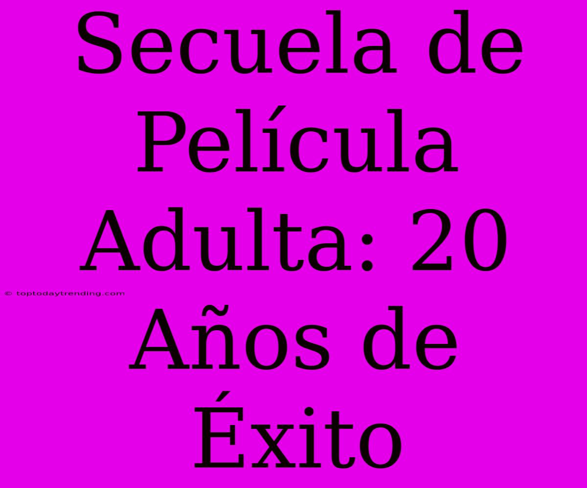 Secuela De Película Adulta: 20 Años De Éxito