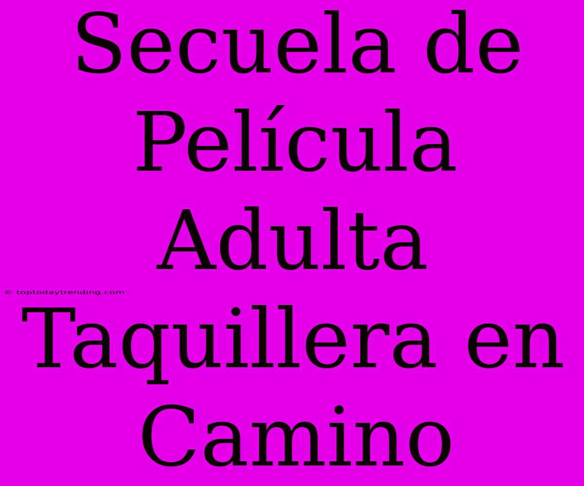 Secuela De Película Adulta Taquillera En Camino