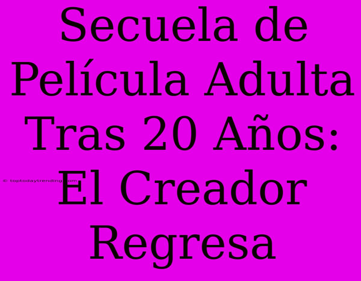 Secuela De Película Adulta Tras 20 Años: El Creador Regresa