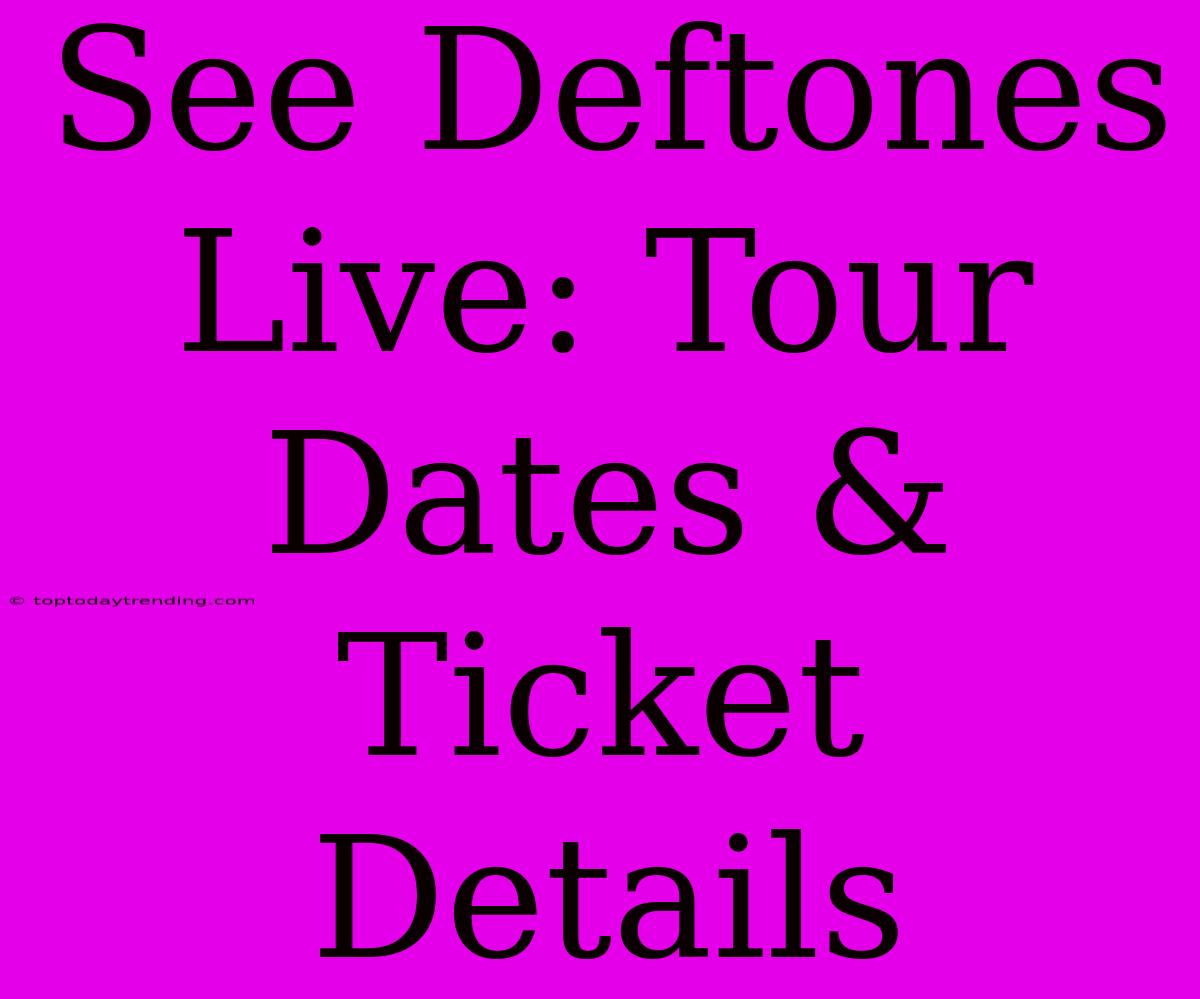 See Deftones Live: Tour Dates & Ticket Details