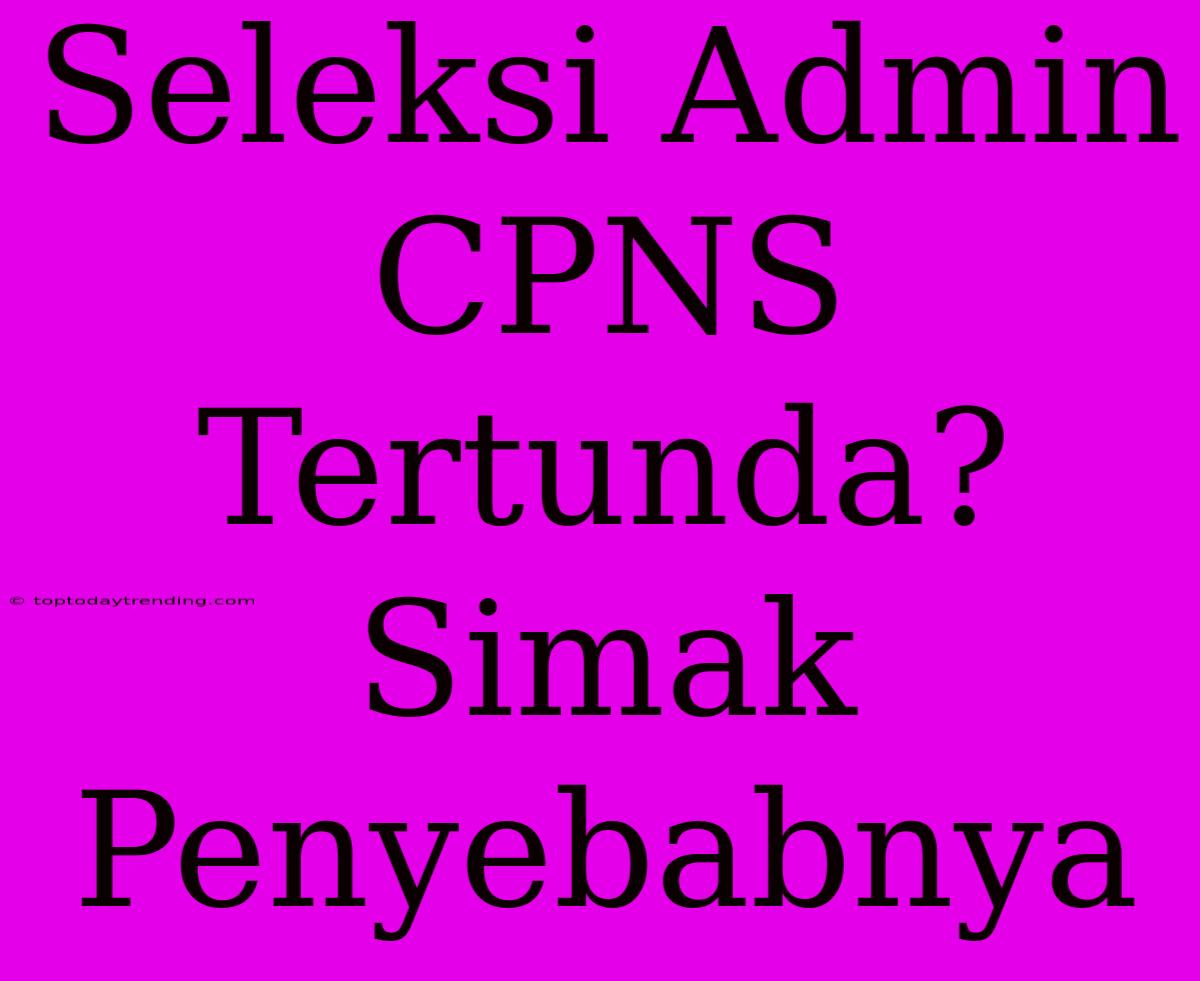 Seleksi Admin CPNS Tertunda? Simak Penyebabnya