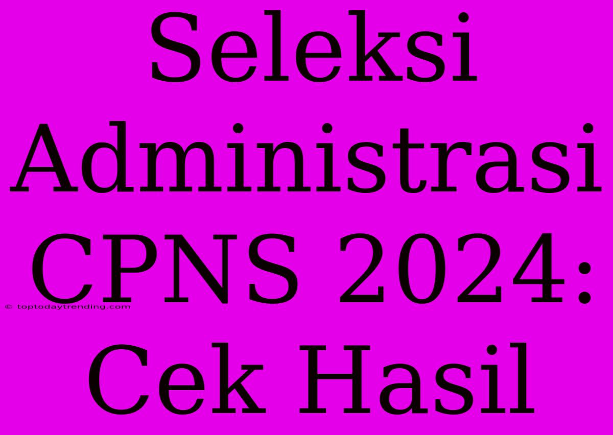 Seleksi Administrasi CPNS 2024: Cek Hasil