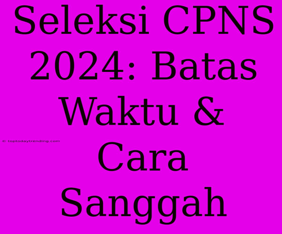 Seleksi CPNS 2024: Batas Waktu & Cara Sanggah