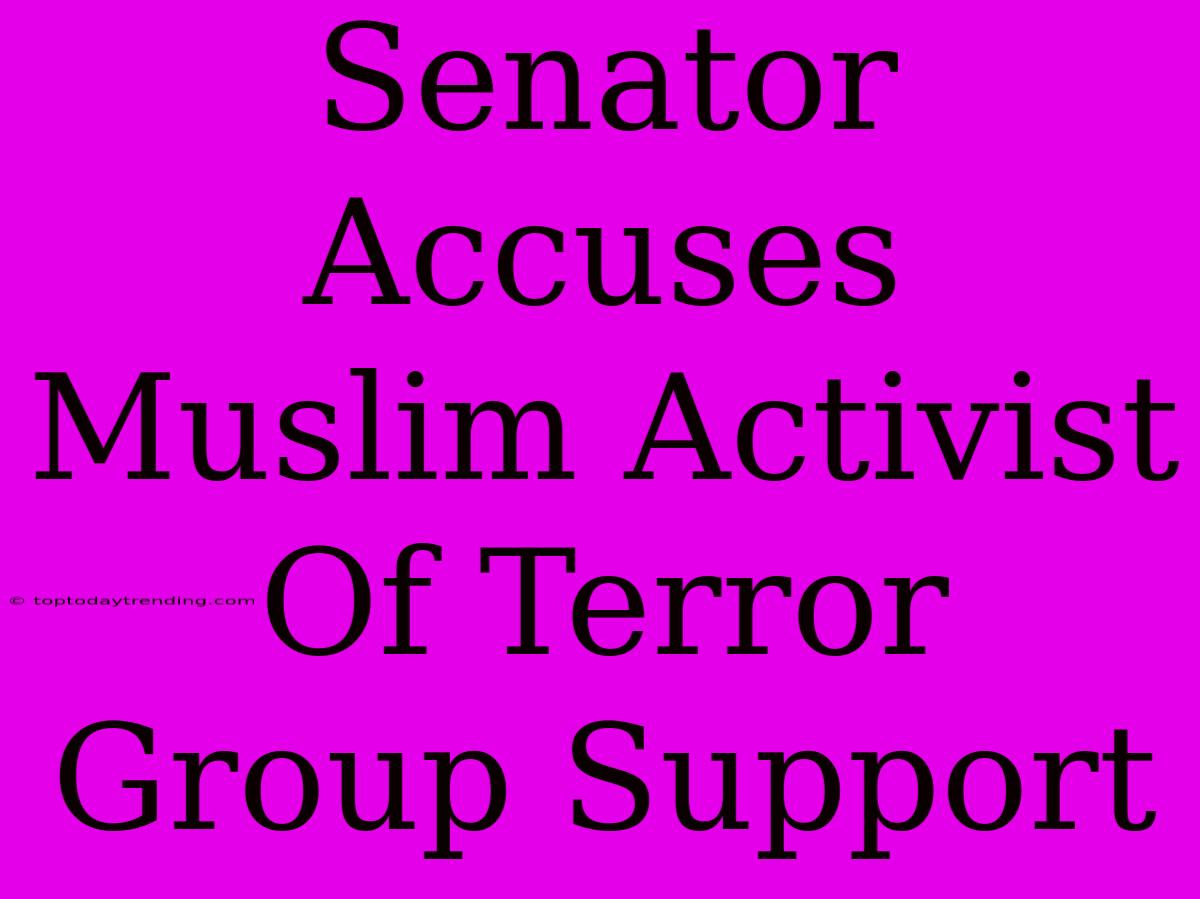 Senator Accuses Muslim Activist Of Terror Group Support