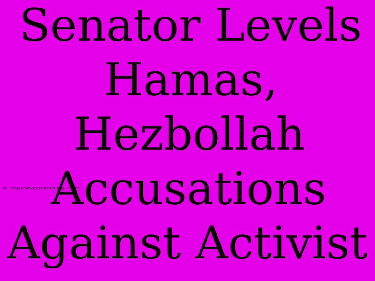 Senator Levels Hamas, Hezbollah Accusations Against Activist