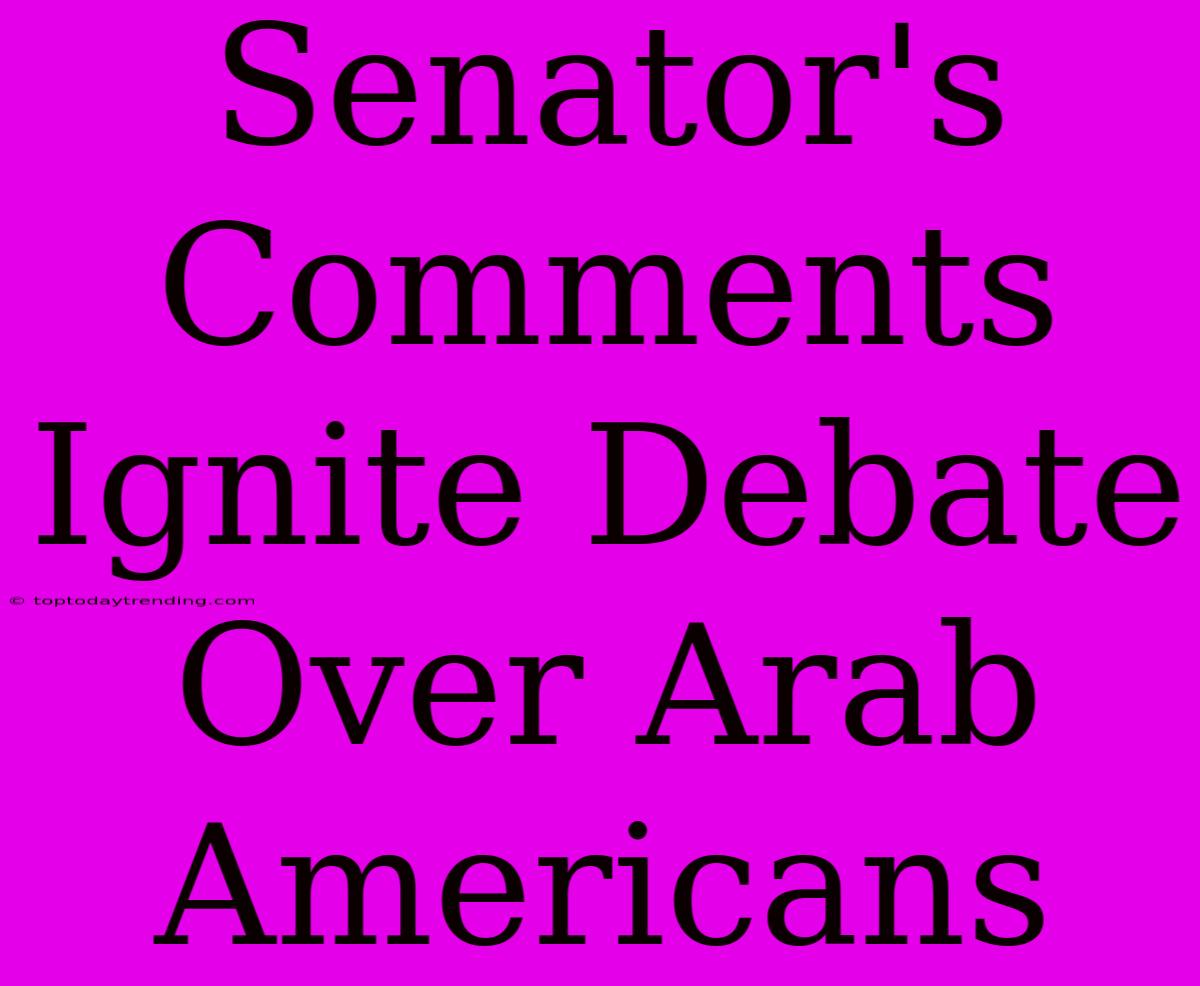 Senator's Comments Ignite Debate Over Arab Americans