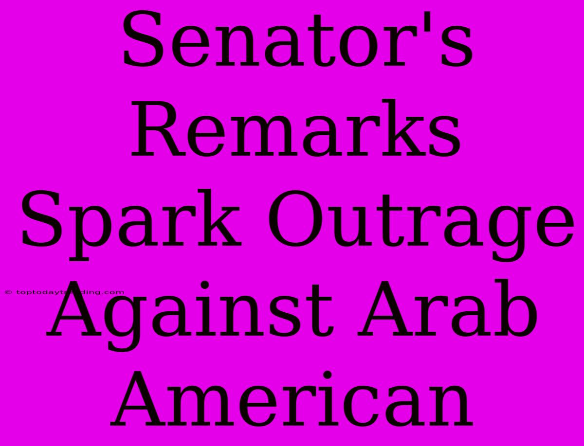 Senator's Remarks Spark Outrage Against Arab American