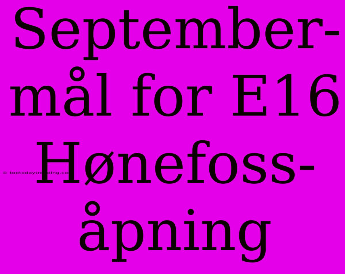 September-mål For E16 Hønefoss-åpning