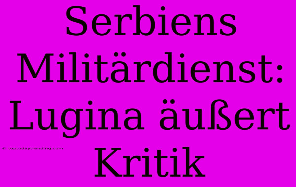 Serbiens Militärdienst: Lugina Äußert Kritik