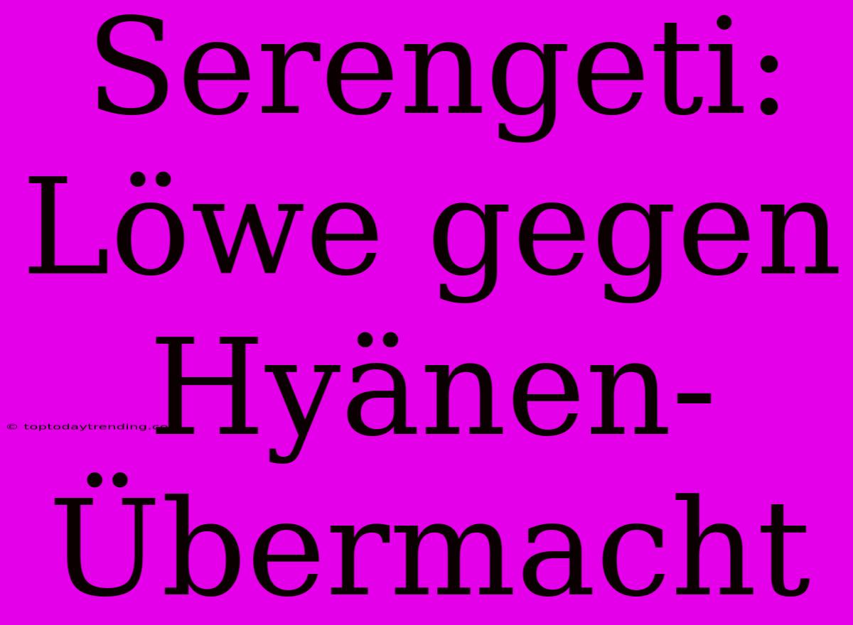 Serengeti: Löwe Gegen Hyänen-Übermacht