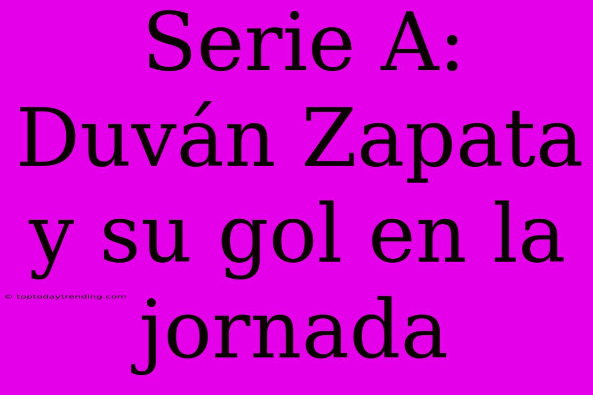 Serie A: Duván Zapata Y Su Gol En La Jornada