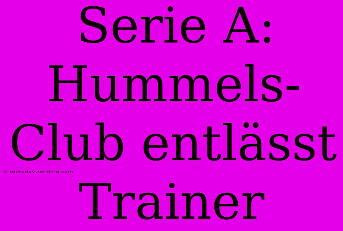 Serie A: Hummels-Club Entlässt Trainer