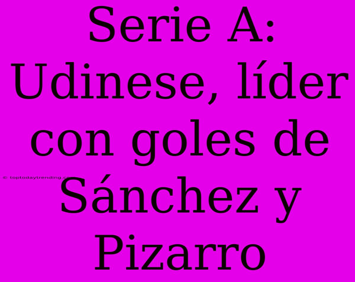 Serie A: Udinese, Líder Con Goles De Sánchez Y Pizarro