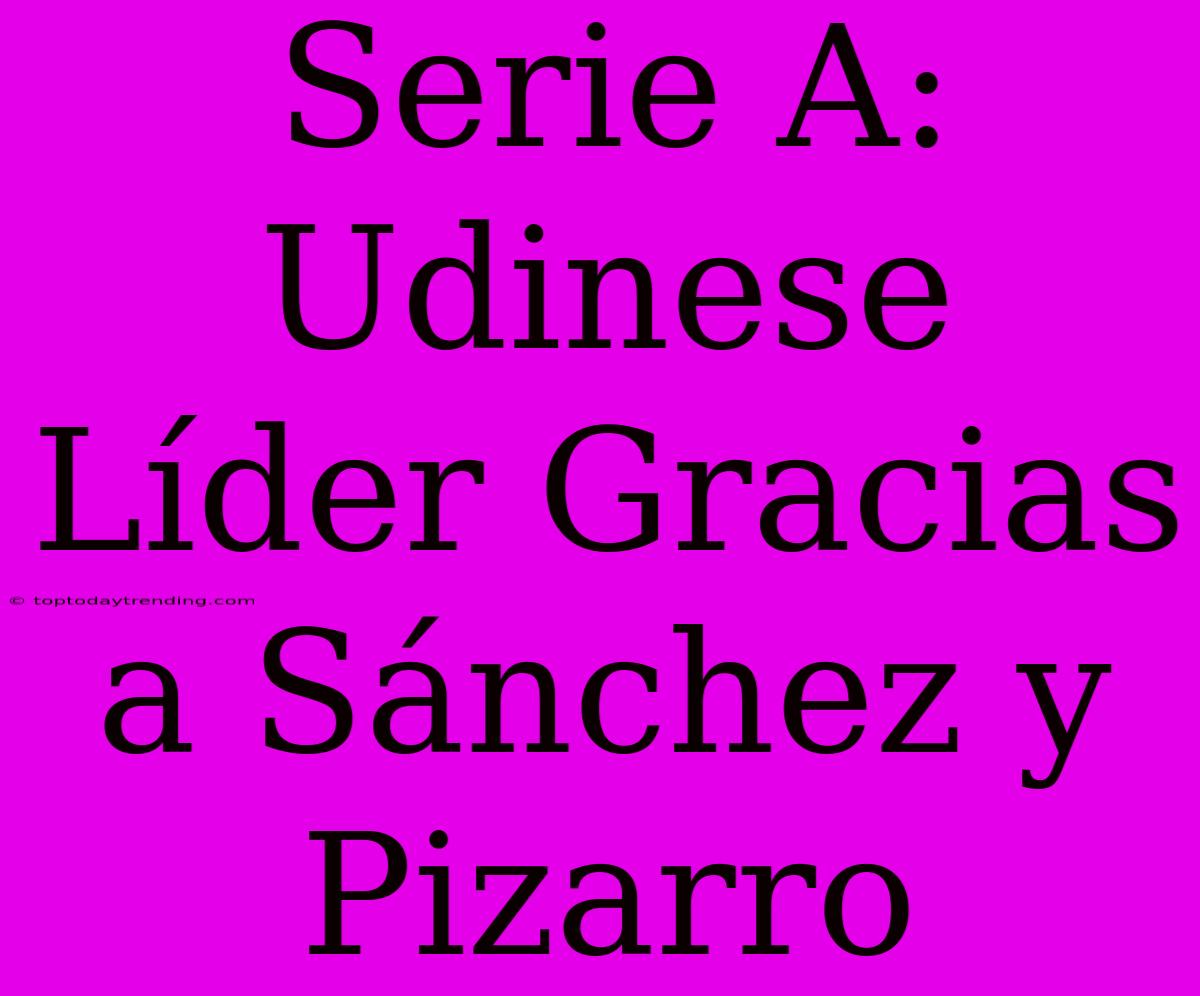 Serie A: Udinese Líder Gracias A Sánchez Y Pizarro