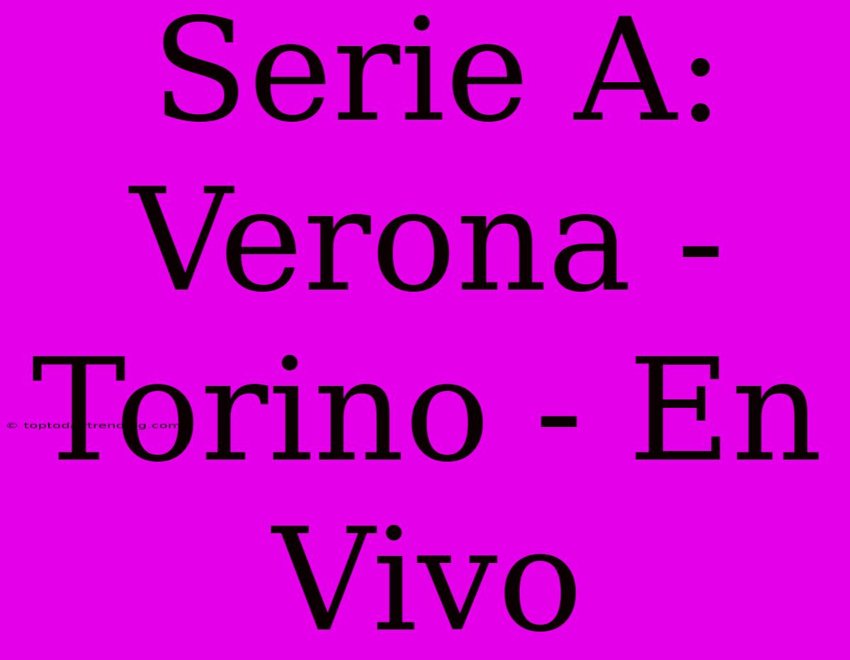 Serie A: Verona - Torino - En Vivo