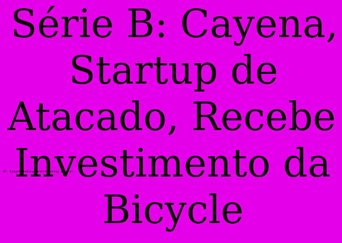 Série B: Cayena, Startup De Atacado, Recebe Investimento Da Bicycle