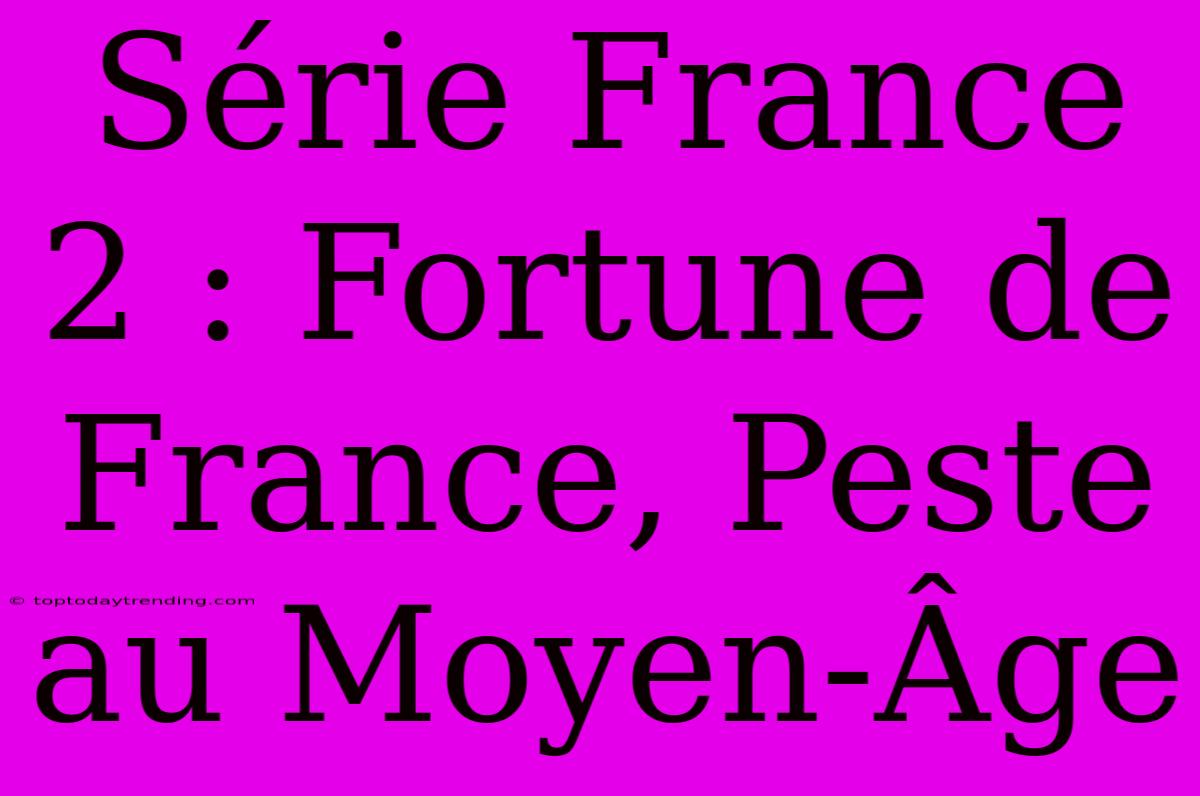 Série France 2 : Fortune De France, Peste Au Moyen-Âge