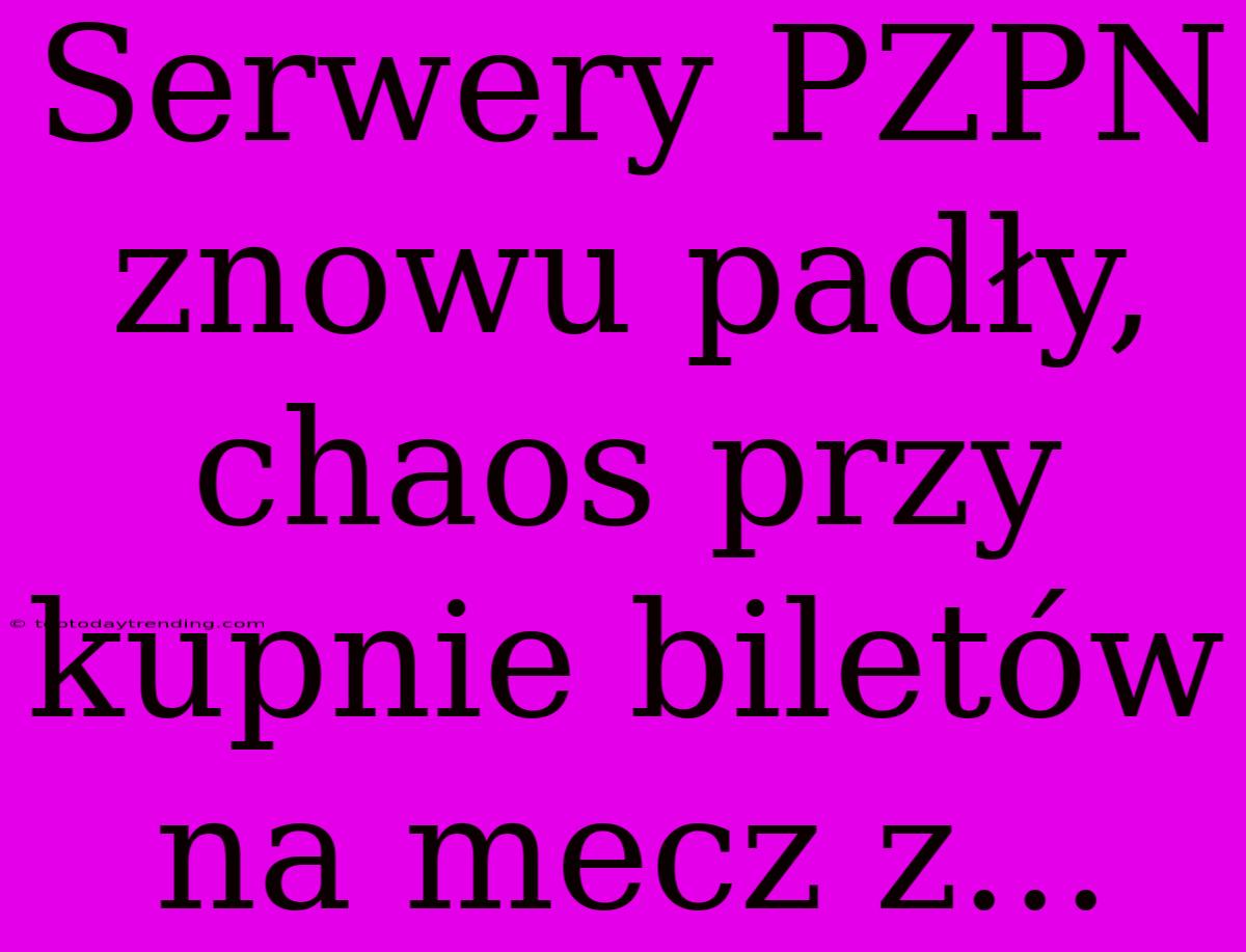 Serwery PZPN Znowu Padły, Chaos Przy Kupnie Biletów Na Mecz Z...